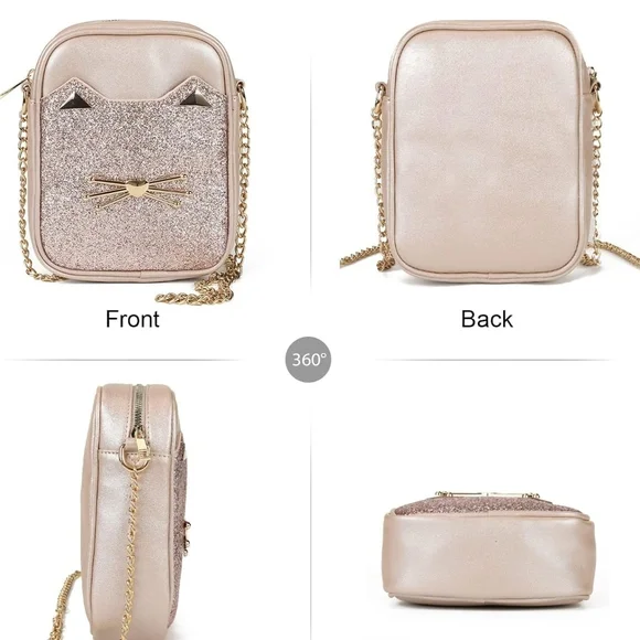 Glittery Cat Mini Bag with Chain Strap - Picture 3 of 12